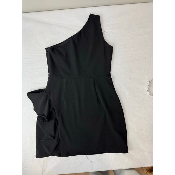 Lovers and Friends Black One Shoulder Ruffle Mini Dress Elegant Cocktail Small - Picture 7 of 10